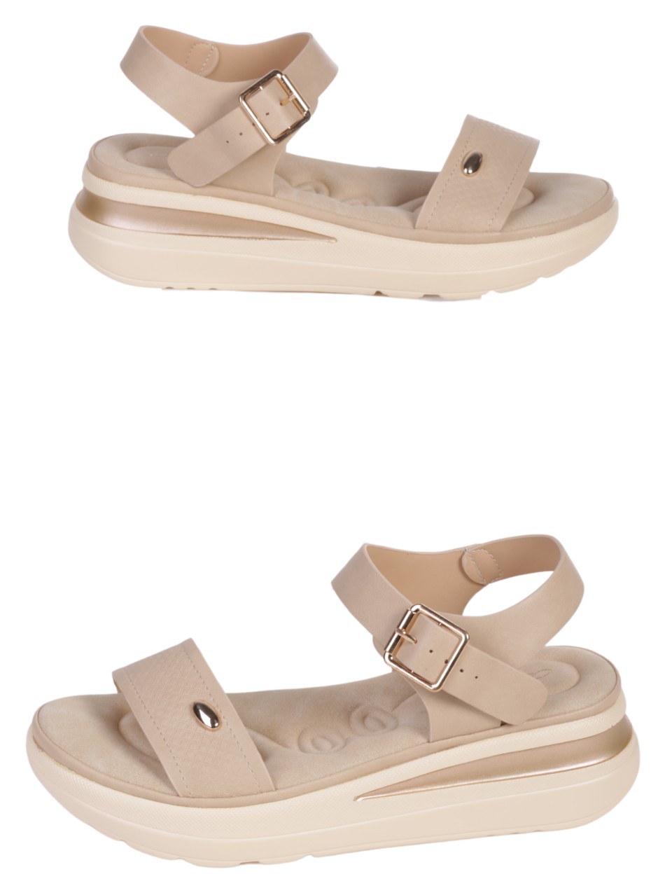 Ежедневни дамски сандали на платформа в бежово 4H-24322 beige