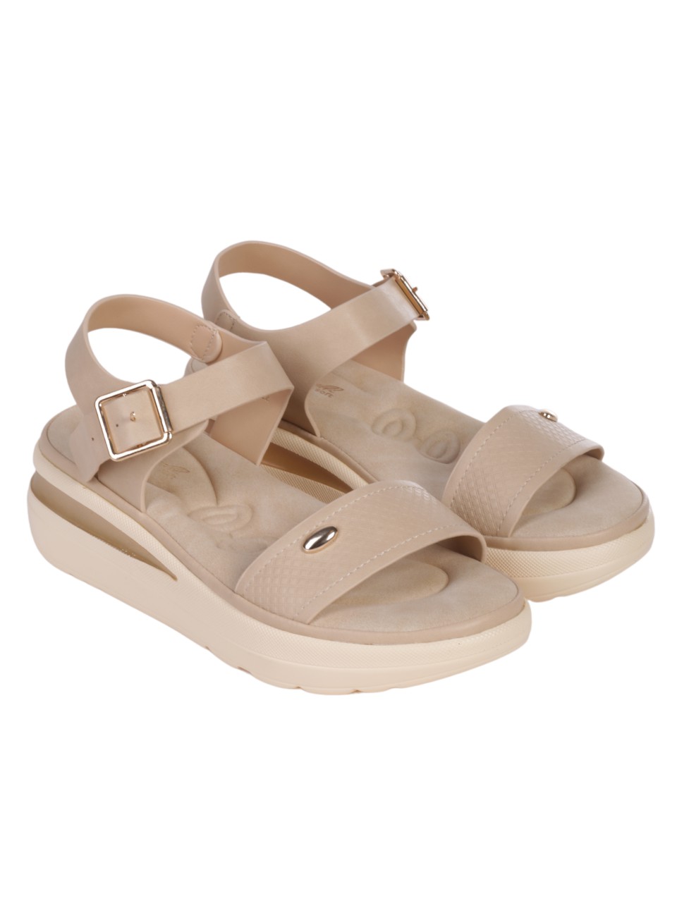 Ежедневни дамски сандали на платформа в бежово 4H-24322 beige