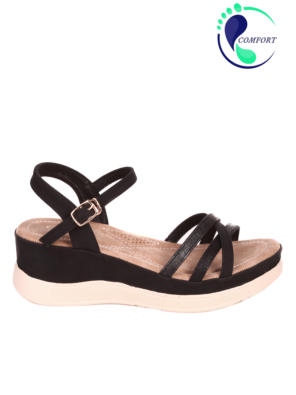 Ежедневни дамски сандали на платформа в черно 4H-24311 black (23114)