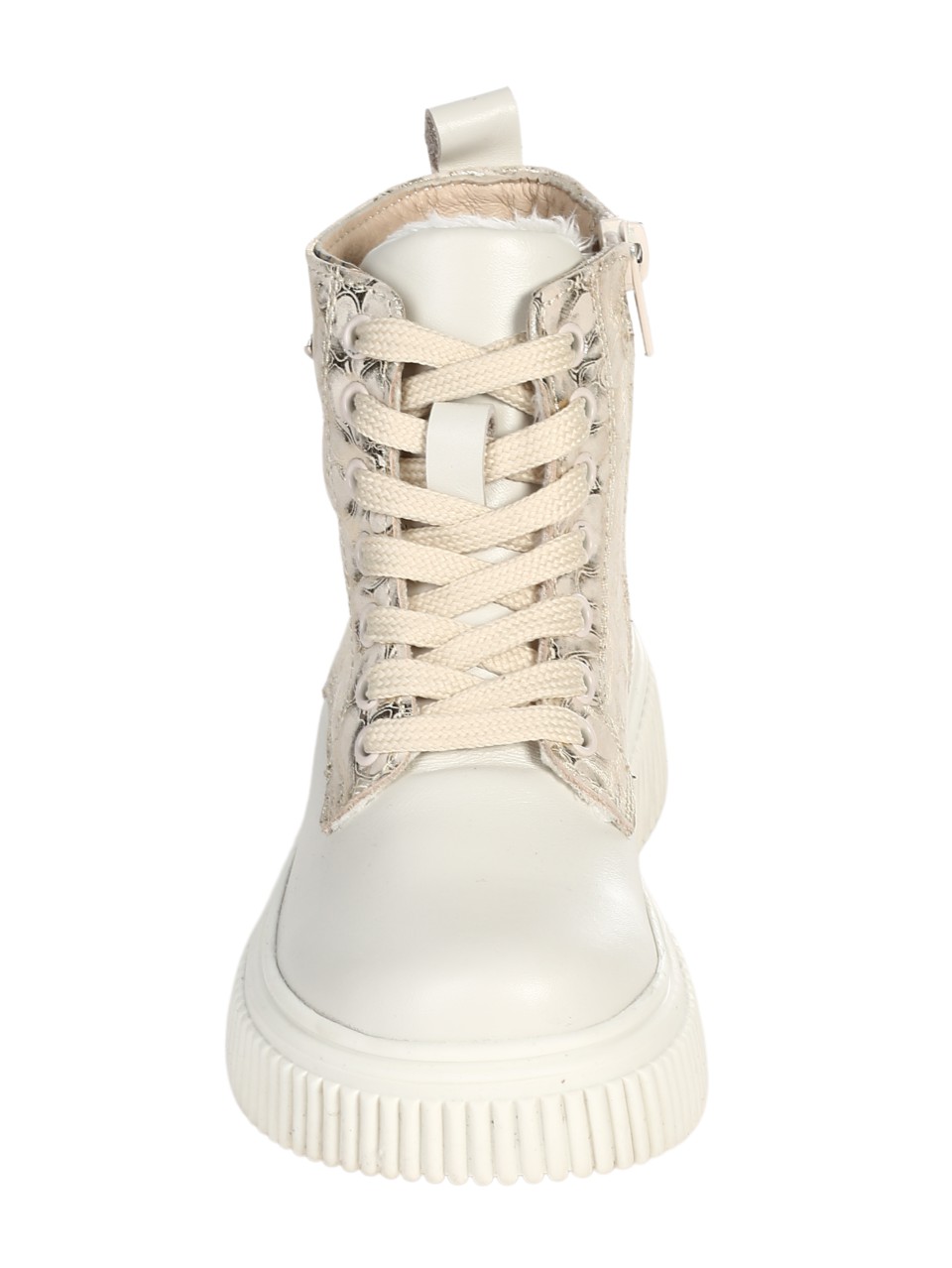 Ежедневни детски боти от естествена кожа в бежов/златист цвят F-4469 beige/gold