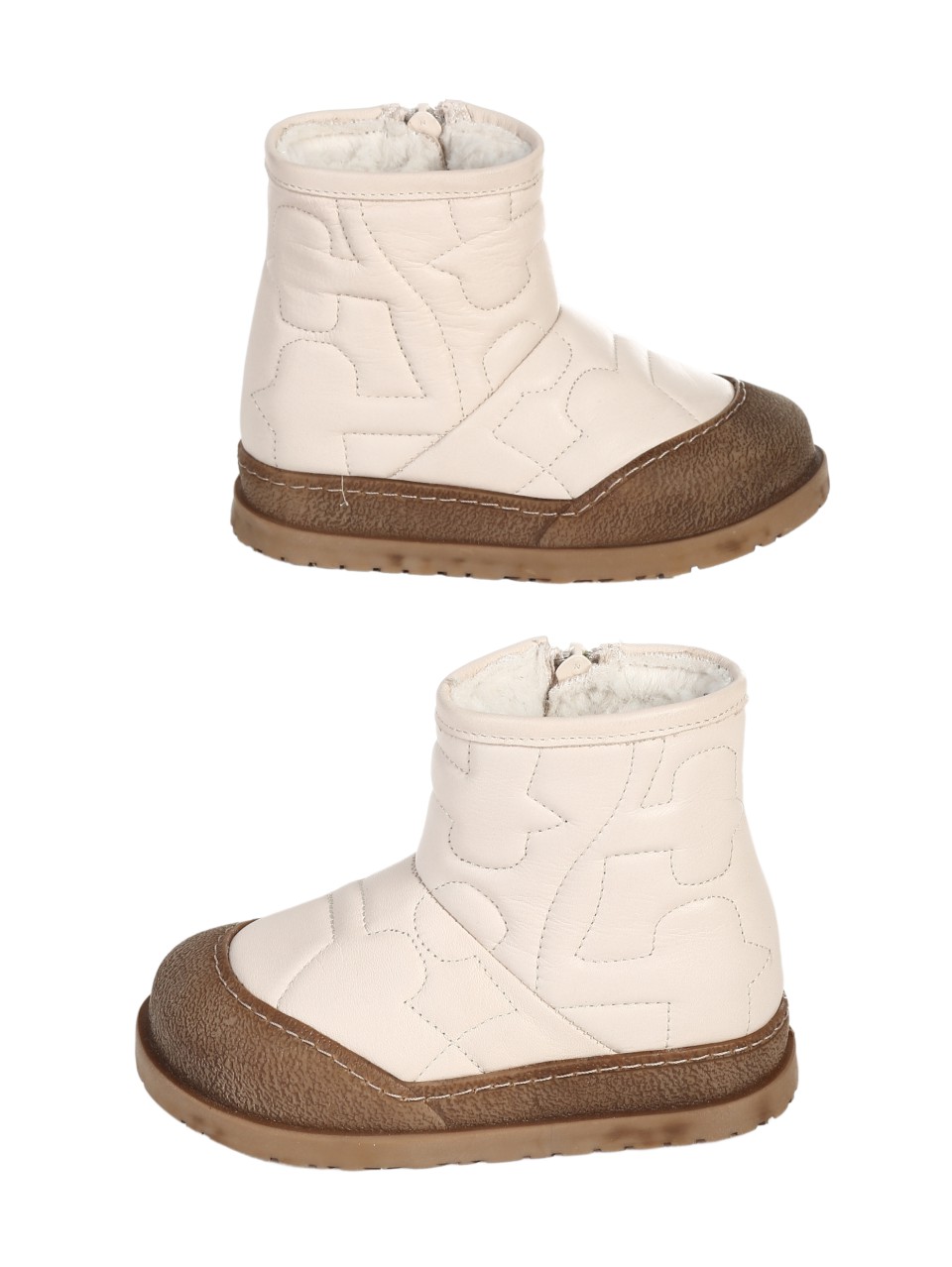 Ежедневни детски боти от естествена кожа в бежово P-4487 beige