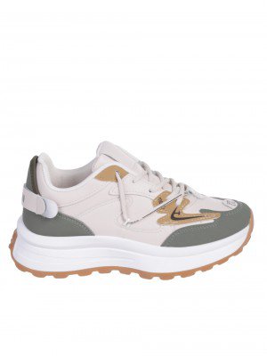 Ежедневни дамски комфортни обувки в бежово/зелено 3U-24523 beige/green (23569)