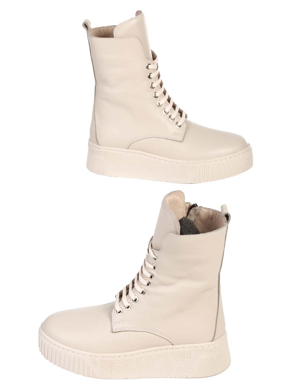 Ежедневни дамски боти от естествена кожа в бежово 2AT-24805 beige