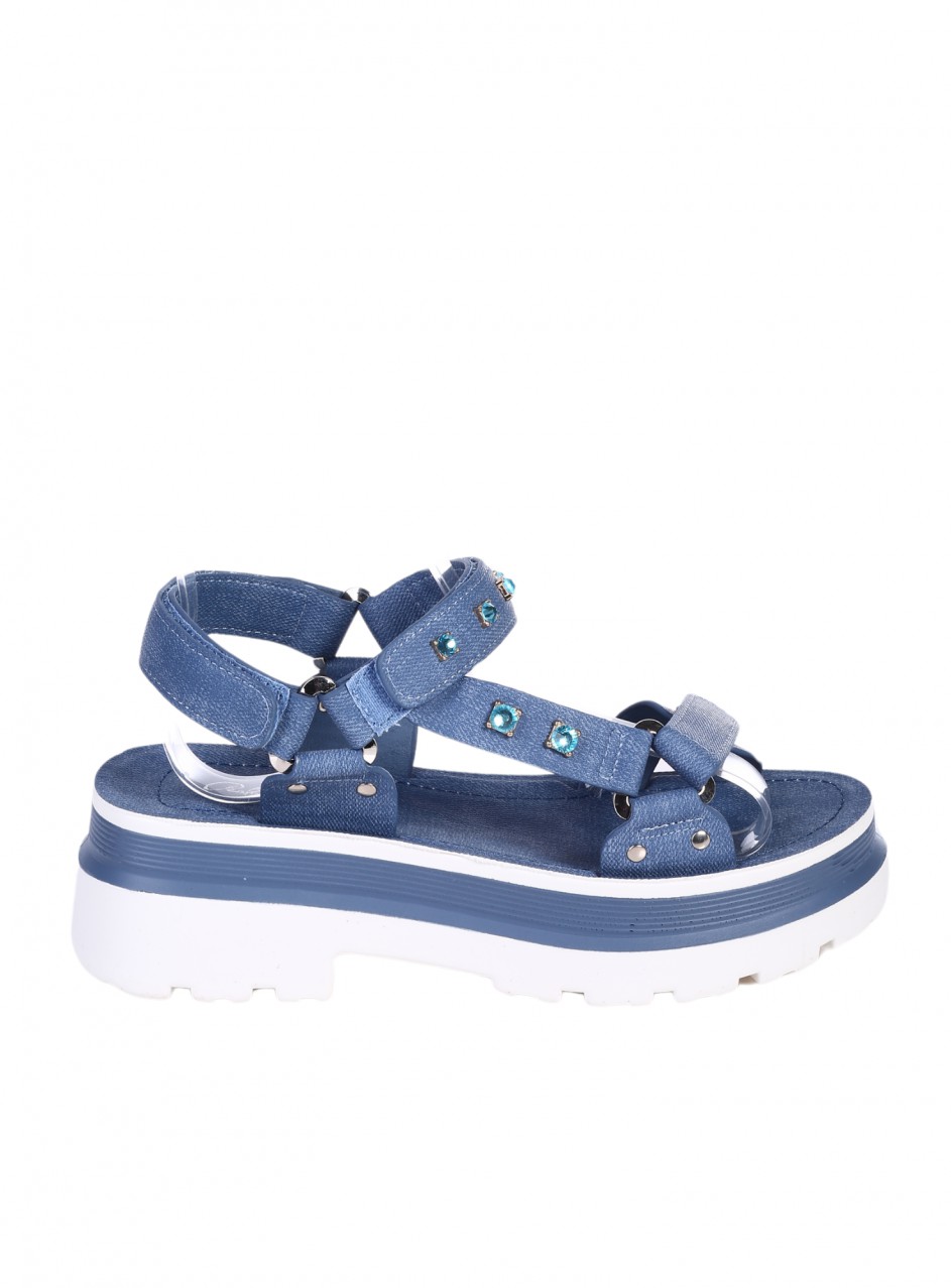 Ежедневни дамски сандали на платформа в цвят деним 4F-24231 denim