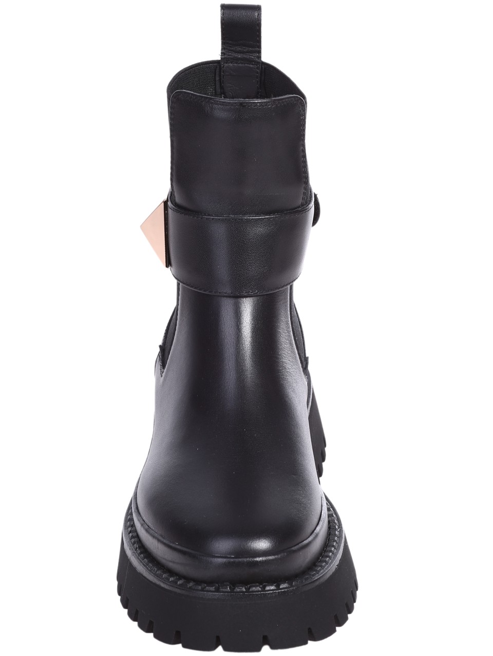 Ежедневни дамски боти от естествена кожа в черно 2AB-24708 black