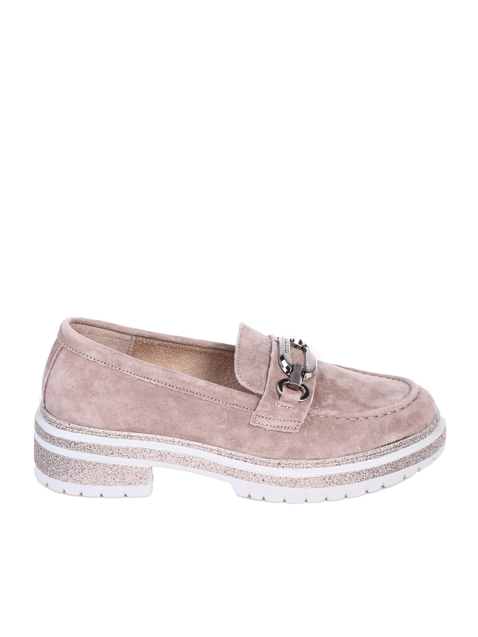 Ежедневни дамски обувки от естествен велур в бежово 3AF-25045 beige