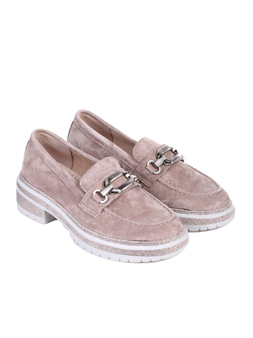 Ежедневни дамски обувки от естествен велур в бежово 3AF-25045 beige