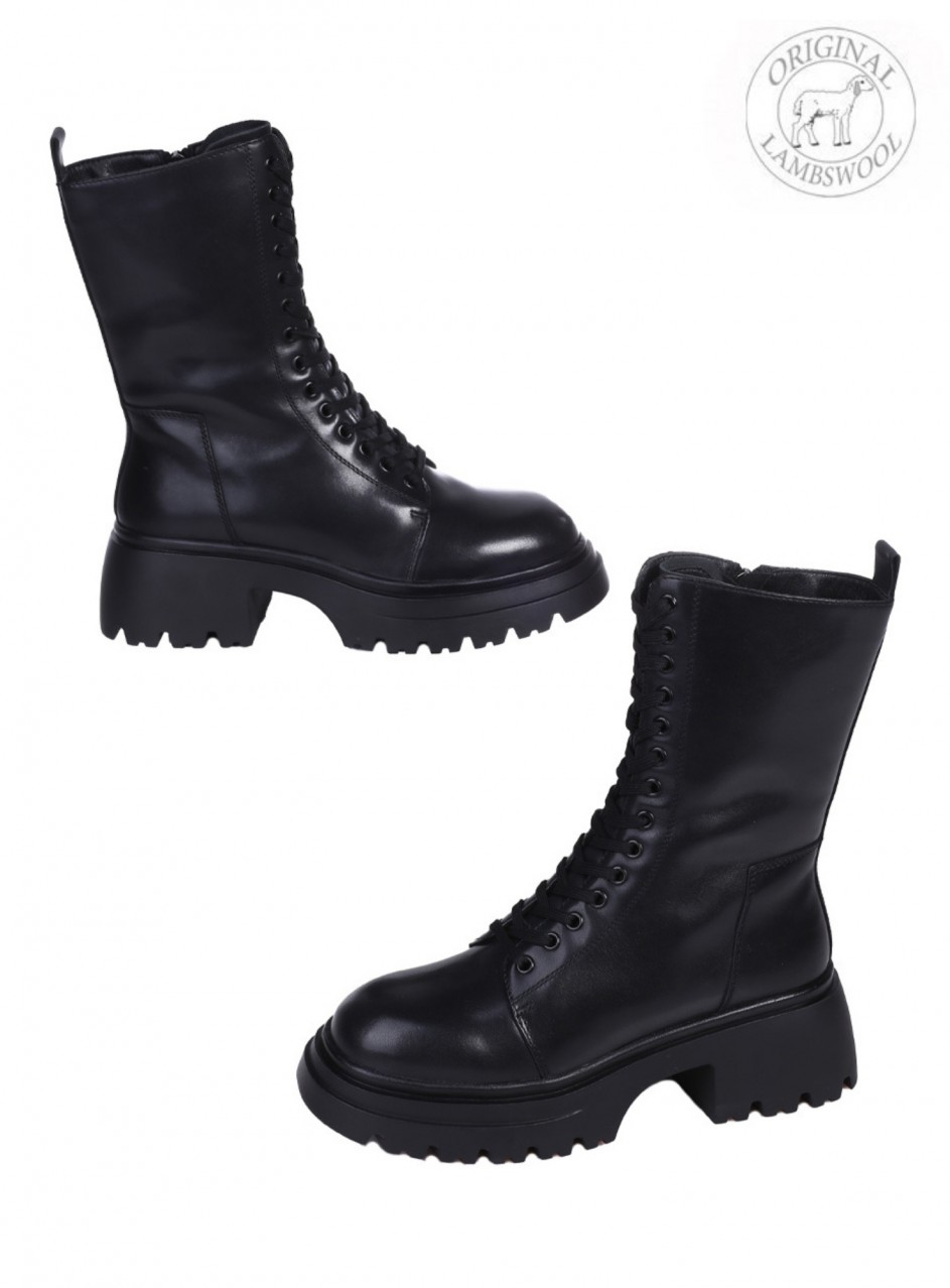 Ежедневни дамски боти от естествена кожа в черно J2575M-Q20A black