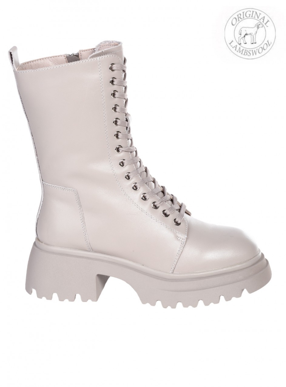 Ежедневни дамски боти от естествена кожа в светло сиво J2575M-Q20B grey