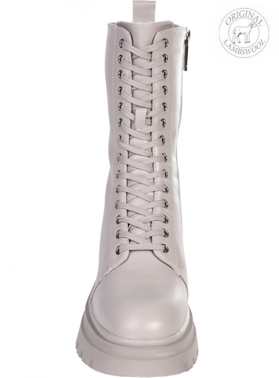 Ежедневни дамски боти от естествена кожа в светло сиво J2575M-Q20B grey