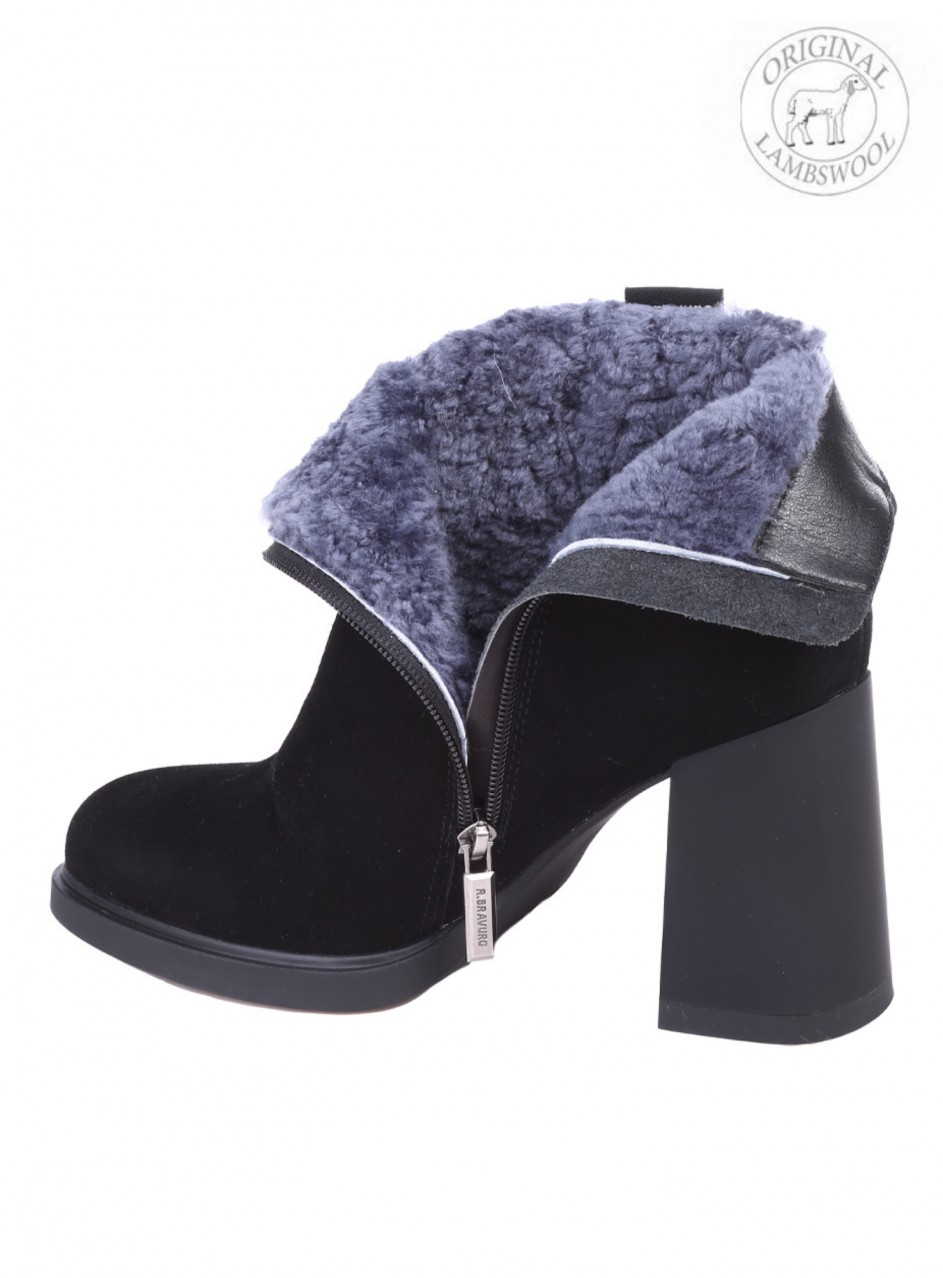 Елегантни дамски боти от естествен велур в черно RBJJ2780M-Q201B black (J2780M-Q201B)