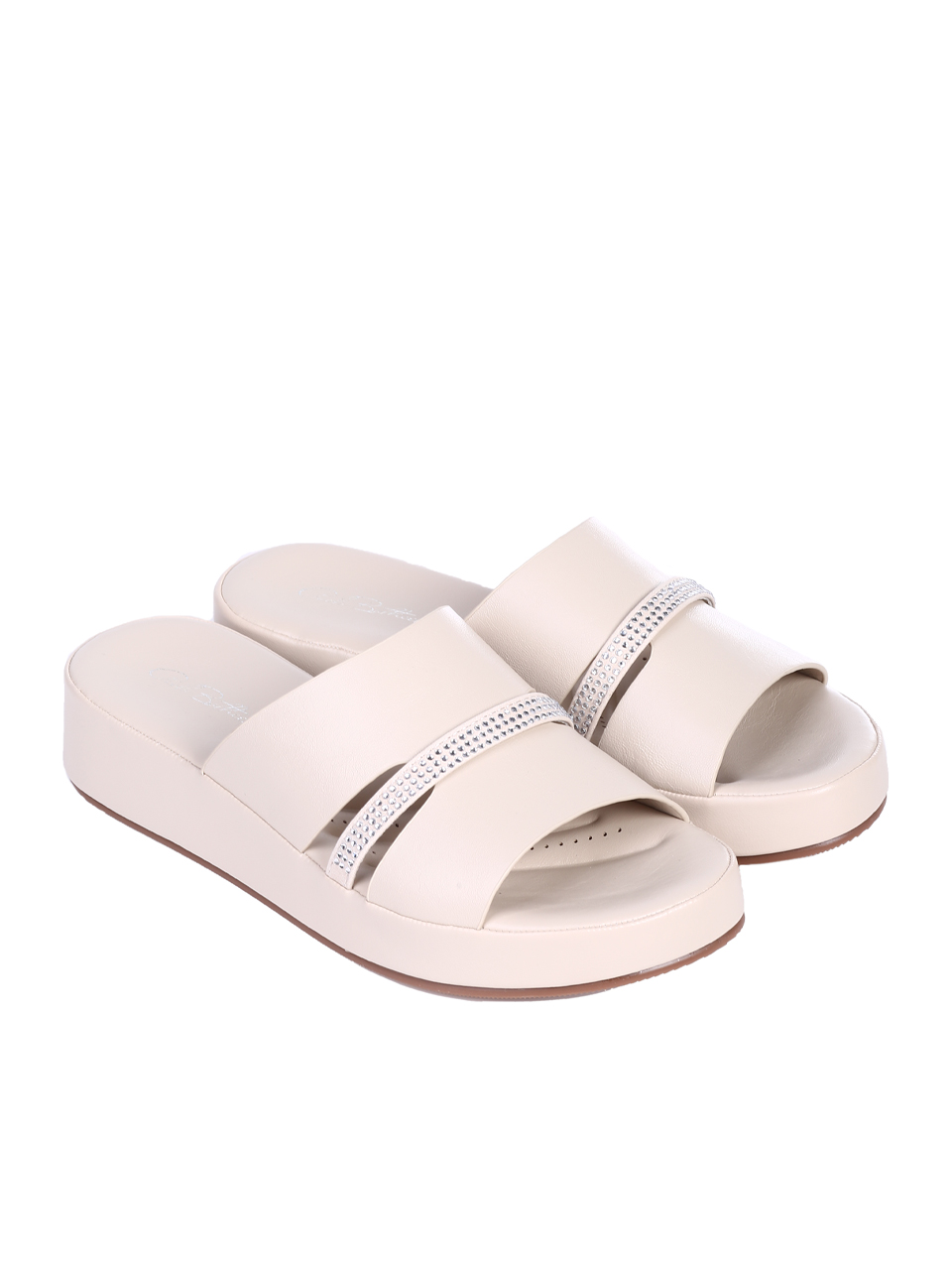 Ежедневни дамски чехли в бежово 5H-25169 off white