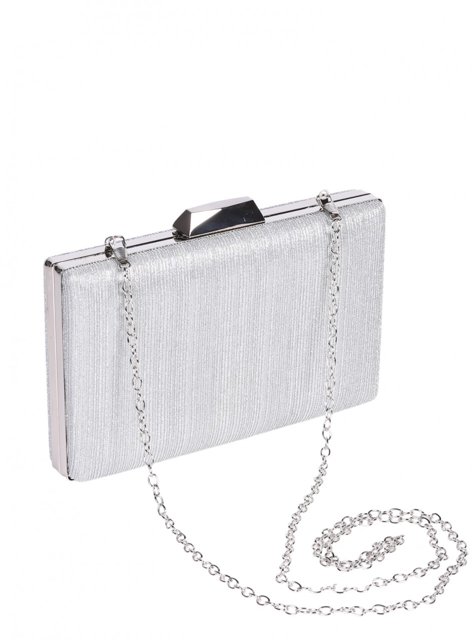Елегантна дамска чанта, тип клъч, в сребристо 9AG-25236 silver