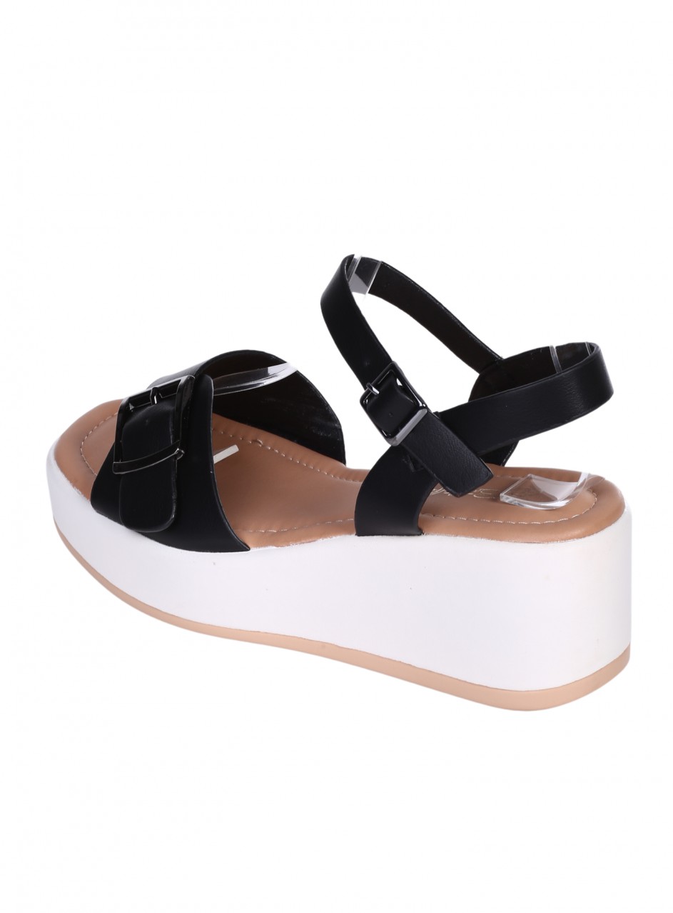 Ежедневни дамски сандали, на платформа, в черно 4H-25175 black