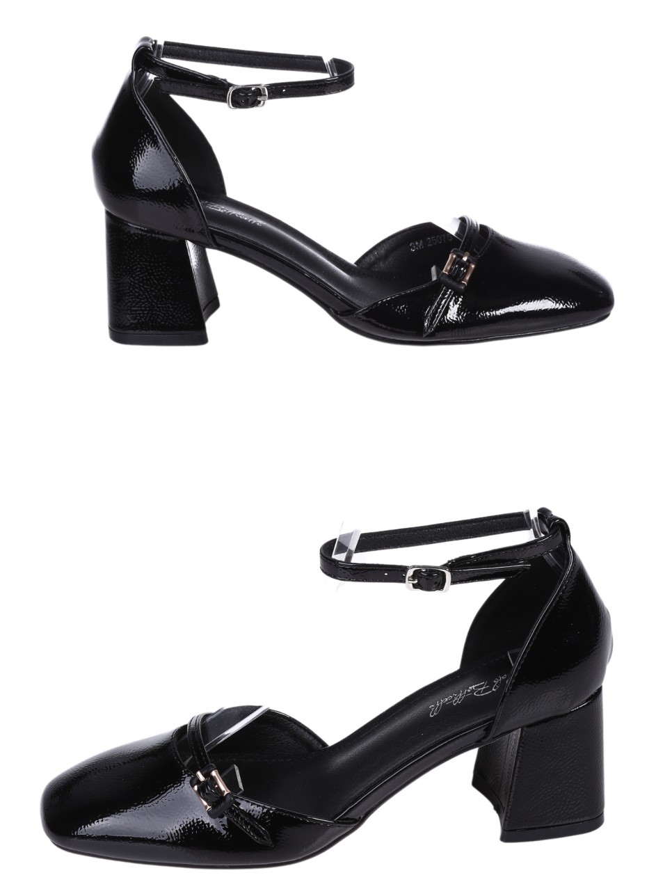 Елегантни дамски обувки, на дебел ток, в черно 3M-25075 black
