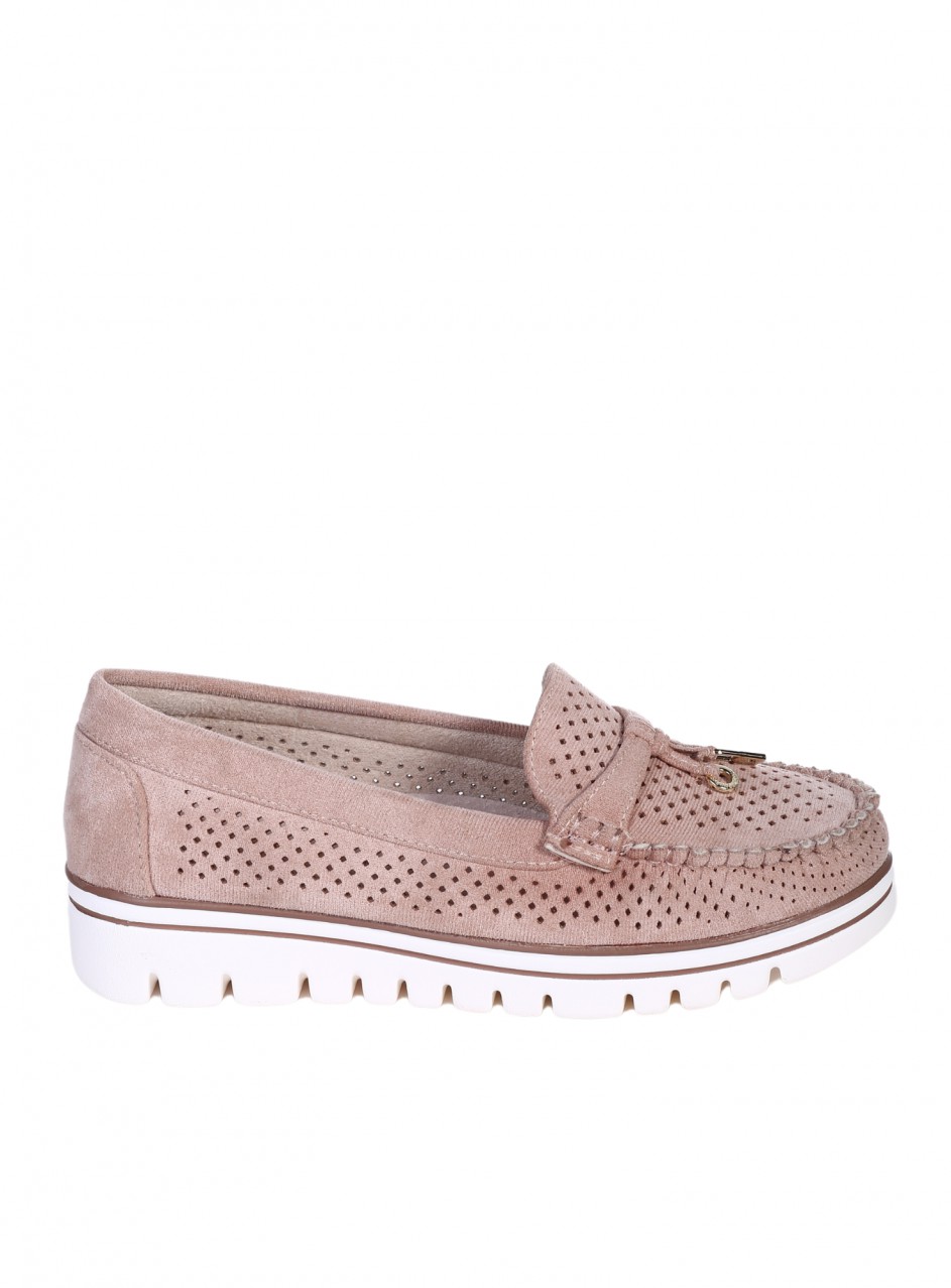 Ежедневни дамски мокасини в бежово 3M-25140 beige