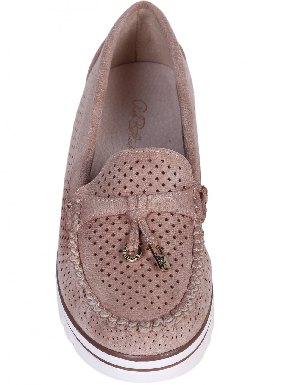 Ежедневни дамски мокасини в бежово 3M-25140 beige