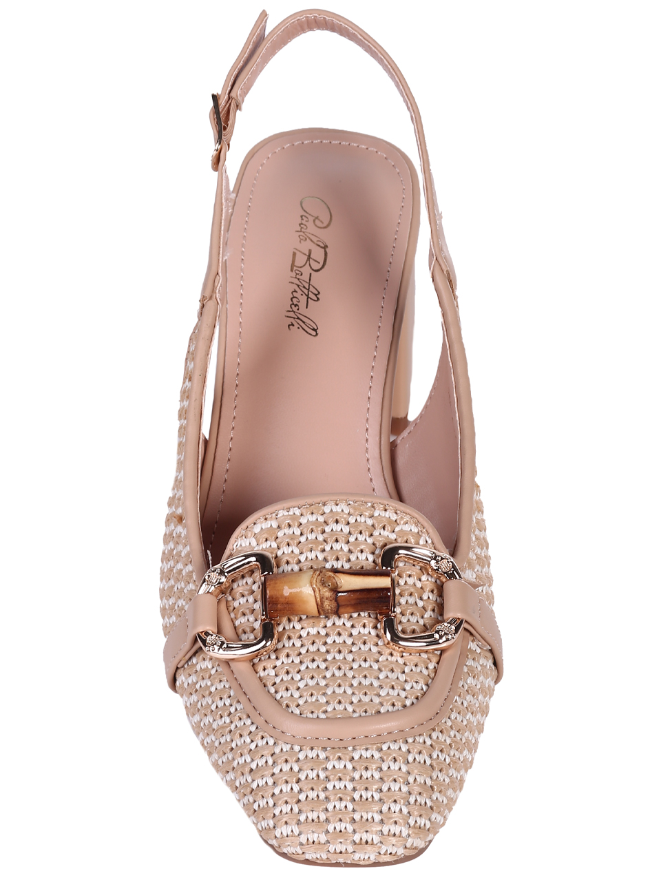 Ежедневни дамски обувки, на дебел ток, в бежово 3M-25257 beige