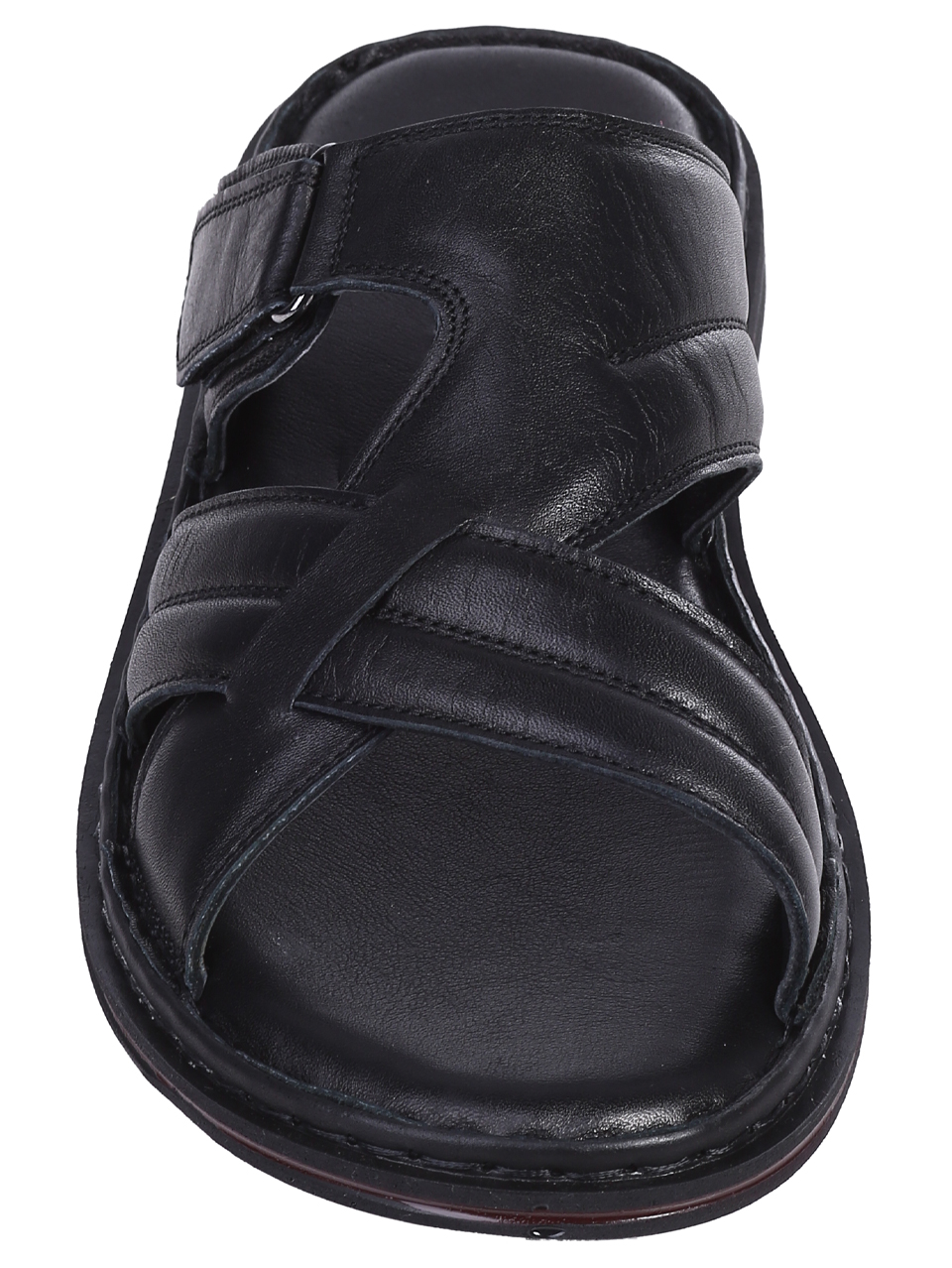 Ежедневни мъжки чехли от естествена кожа в черно 8AT-25408 black (24391)