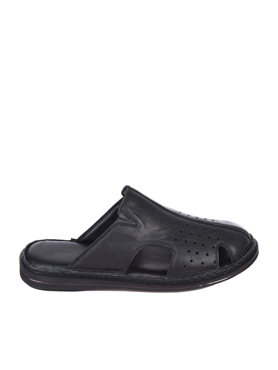 Ежедневни мъжки чехли от естествена кожа в черно 8AT-25414 black (24397)