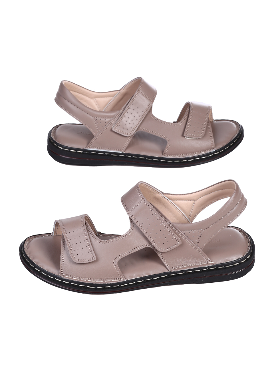 Ежедневни мъжки сандали от естествена кожа в бежово 8AT-25416 beige