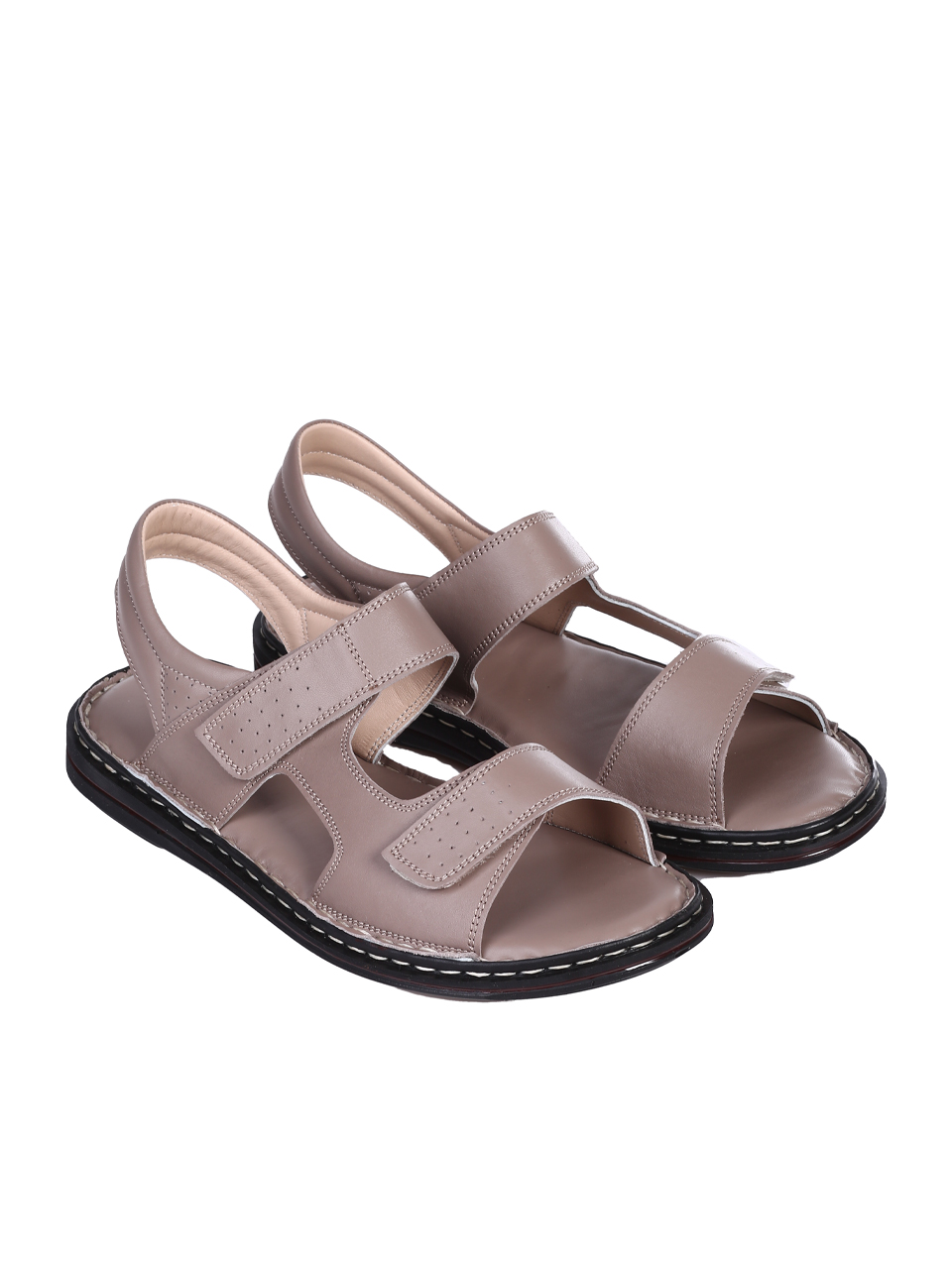 Ежедневни мъжки сандали от естествена кожа в бежово 8AT-25416 beige