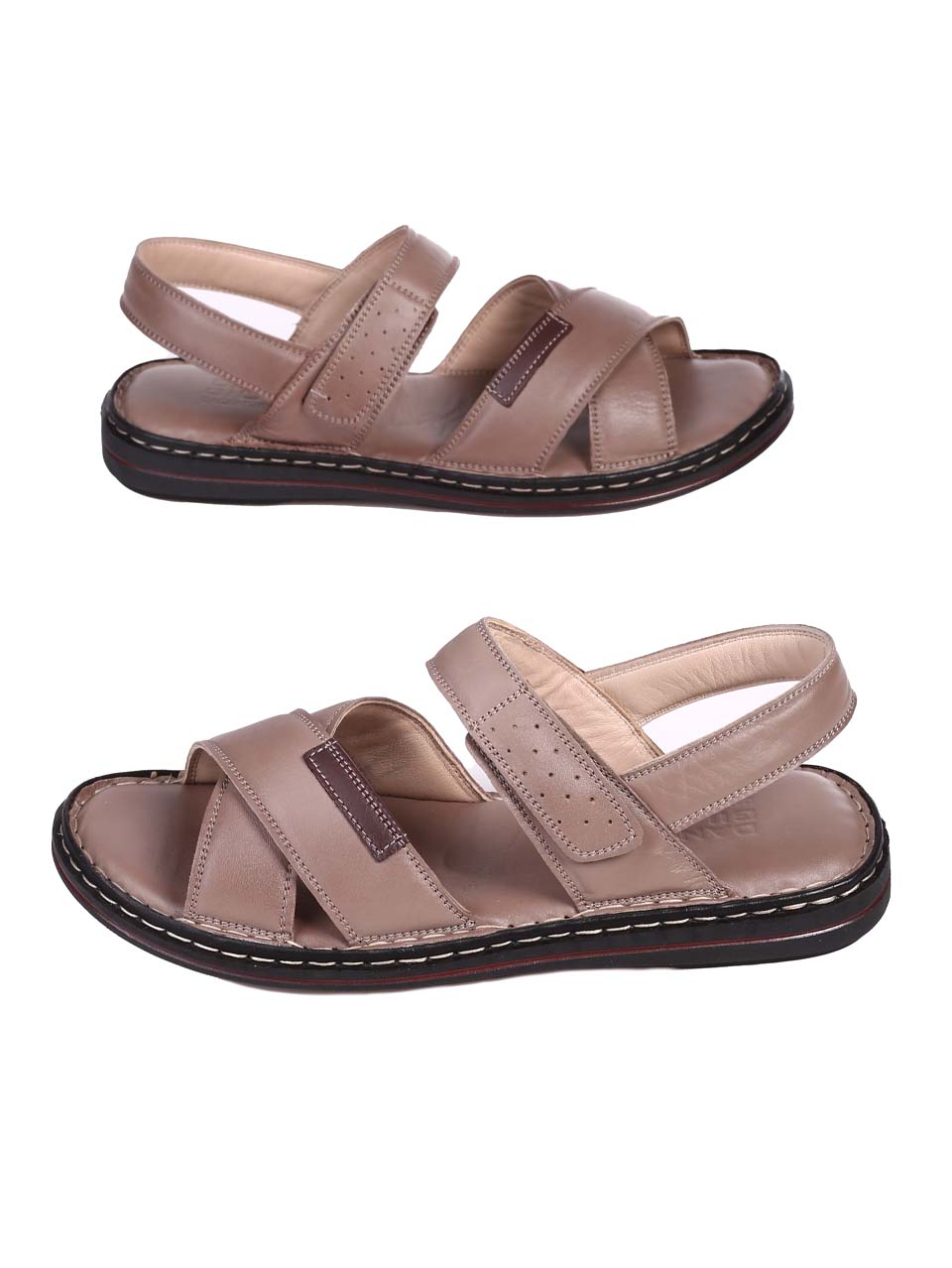 Ежедневни мъжки сандали от естествена кожа в бежово 8AT-25417 beige (24402)