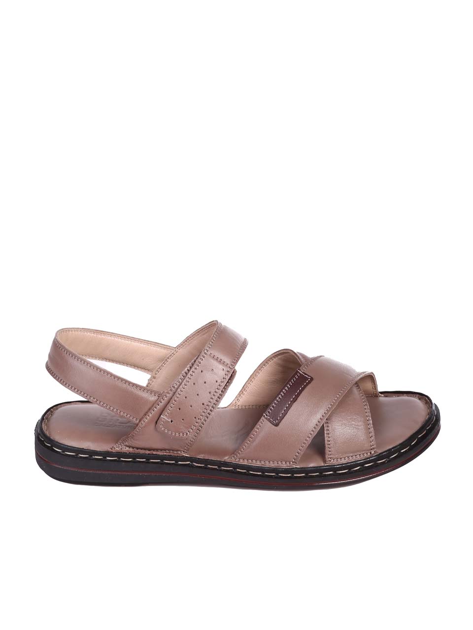 Ежедневни мъжки сандали от естествена кожа в бежово 8AT-25417 beige (24402)