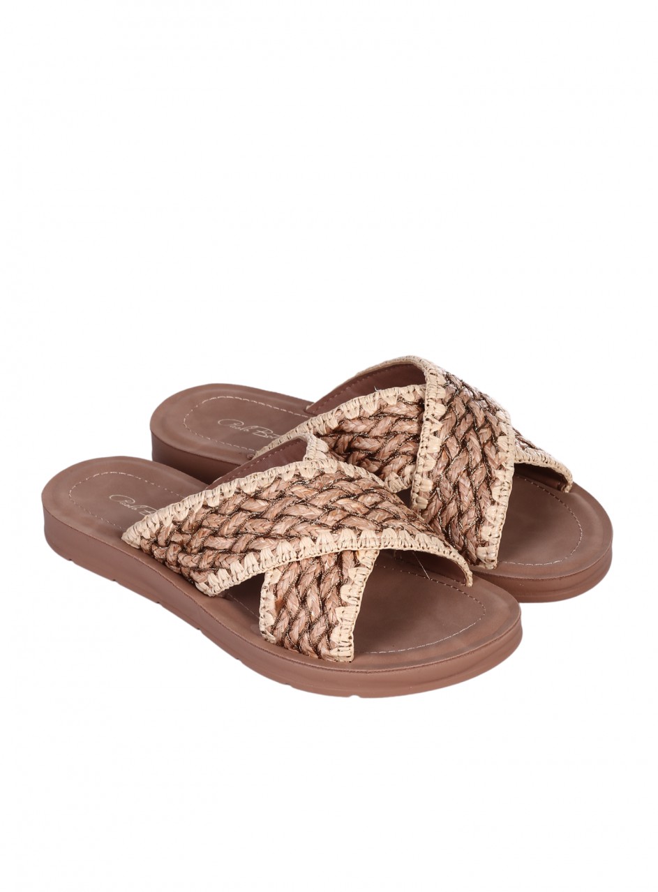Ежедневни дамски чехли в бежов/кафяв цвят 5F-25222 beige