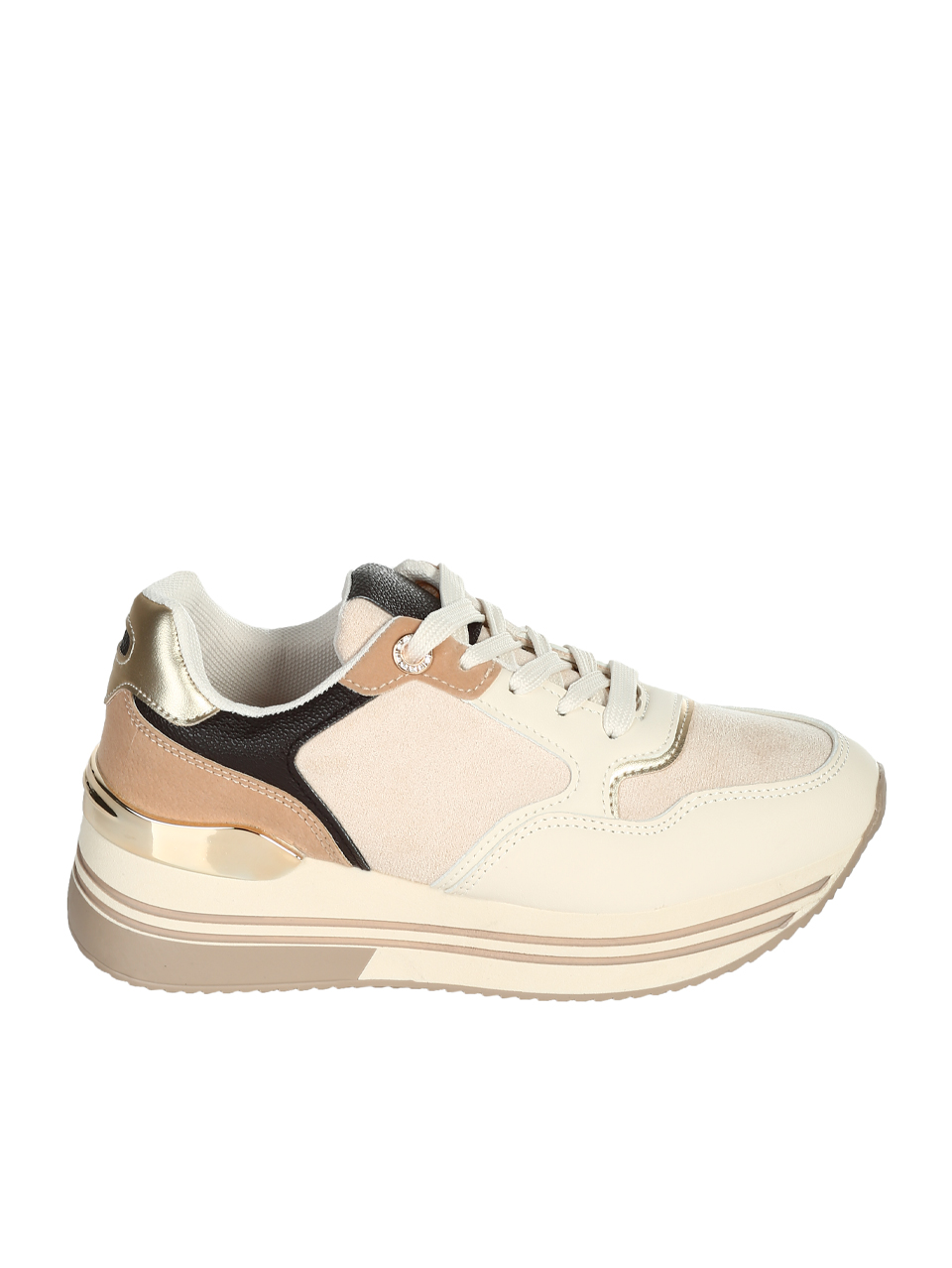 Ежедневни дамски обувки в бежов/златист цвят 3U-25509 beige