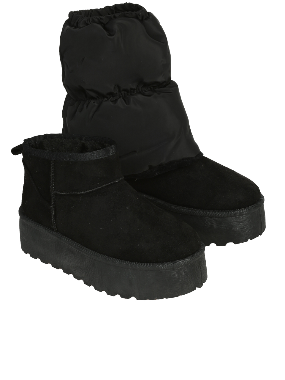 Ежедневни дамски боти от текстил в черно 2U-25503 all black