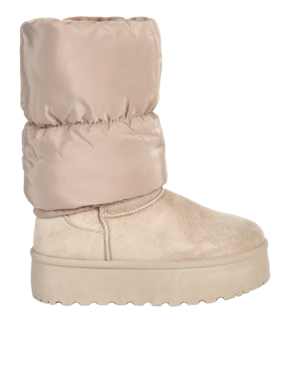 Ежедневни дамски боти от текстил в бежово 2U-25503 lt.beige
