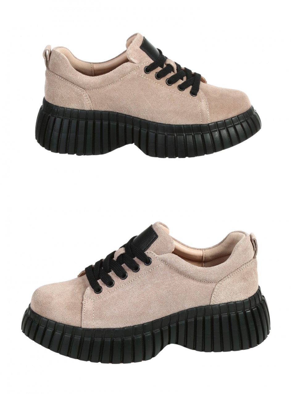 Ежедневни дамски обувки от естествен велур в бежово 3AF-25520 beige