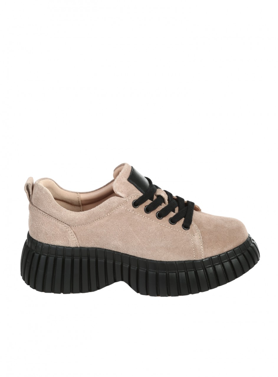 Ежедневни дамски обувки от естествен велур в бежово 3AF-25520 beige