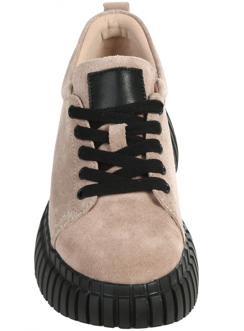 Ежедневни дамски обувки от естествен велур в бежово 3AF-25520 beige