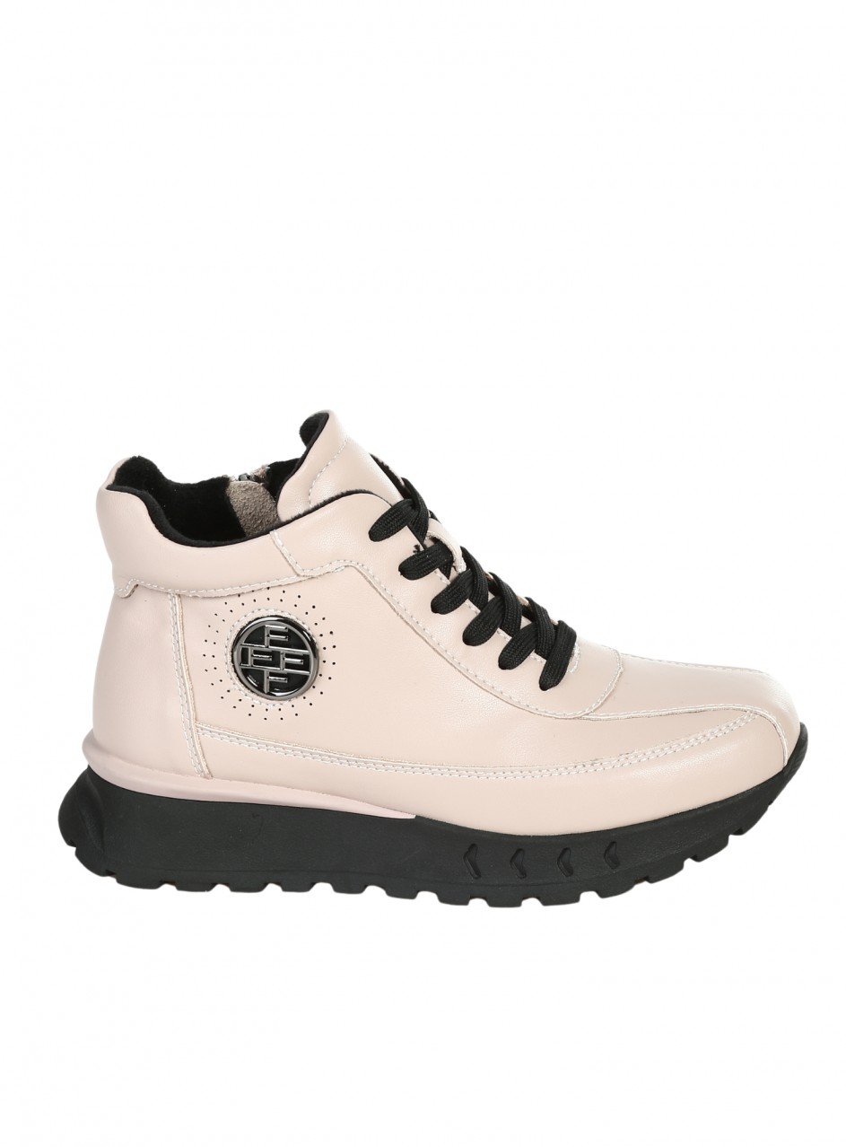 Ежедневни дамски боти от естествена кожа в бежово 2AF-25526 beige