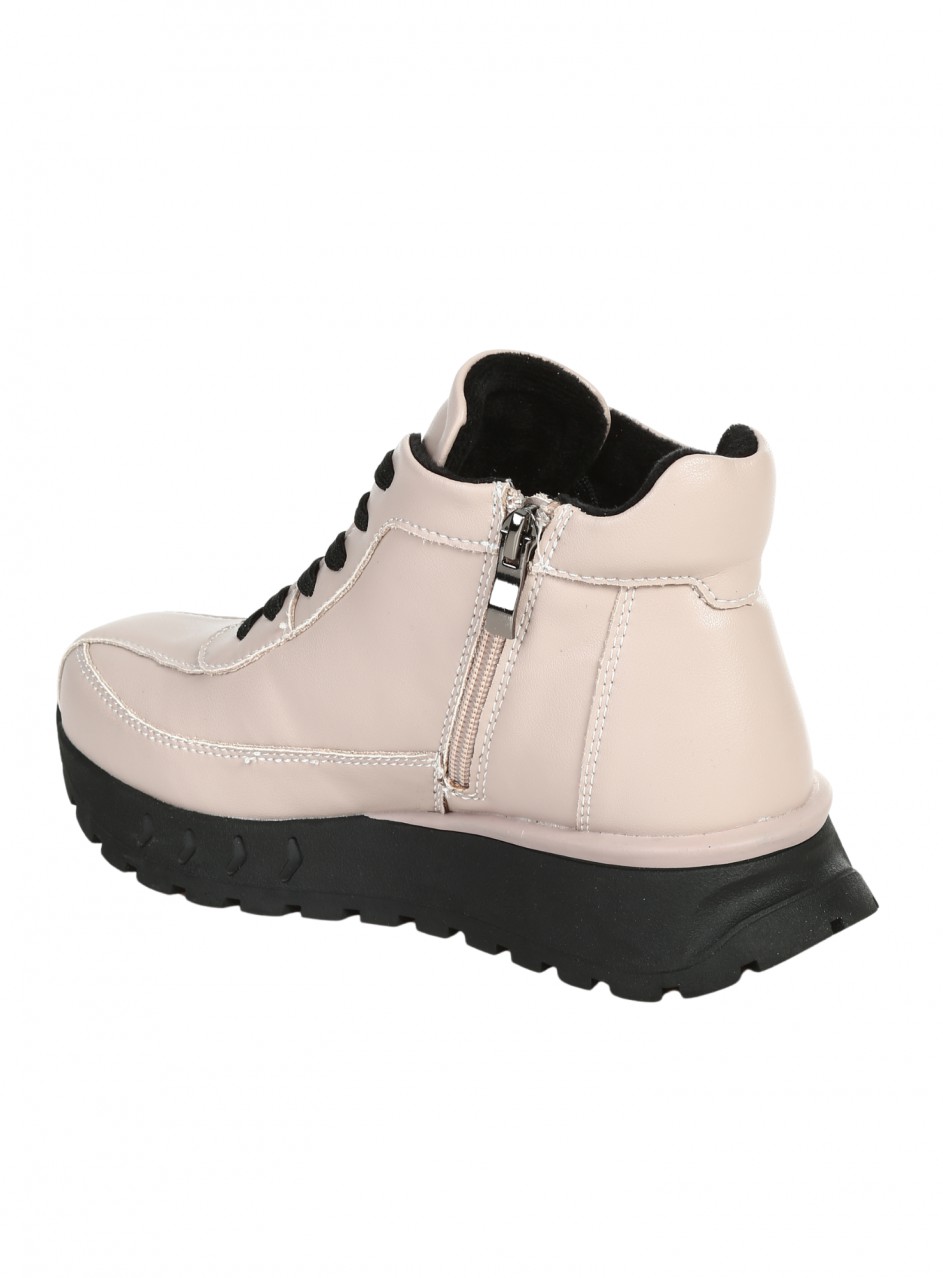 Ежедневни дамски боти от естествена кожа в бежово 2AF-25526 beige