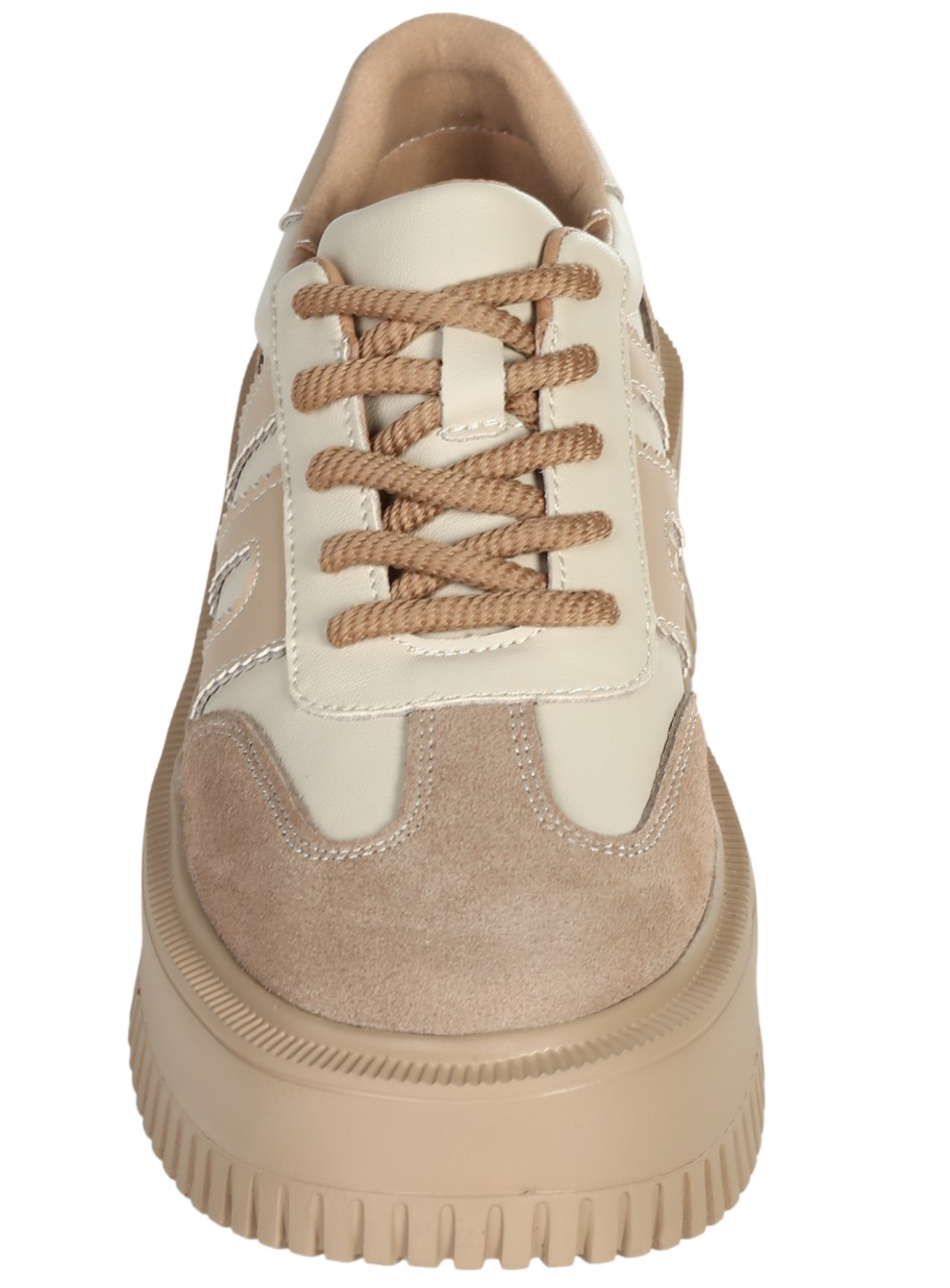 Ежедневни дамски обувки от естествена кожа и велур в бежово 3AF-25529 beige