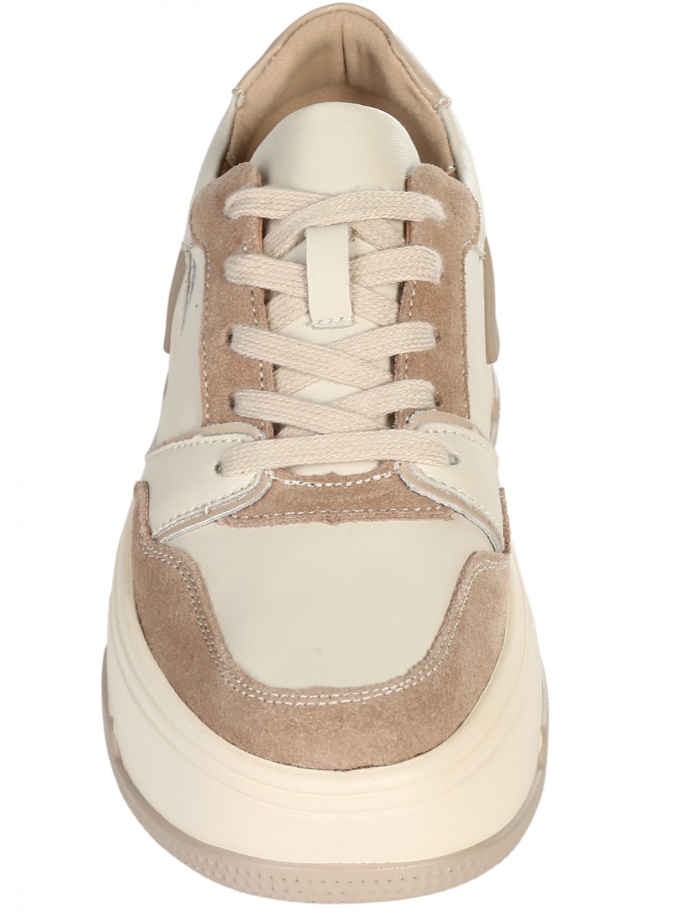 Ежедневни дамски обувки от естествена кожа и велур в бежово 3AF-25531 beige