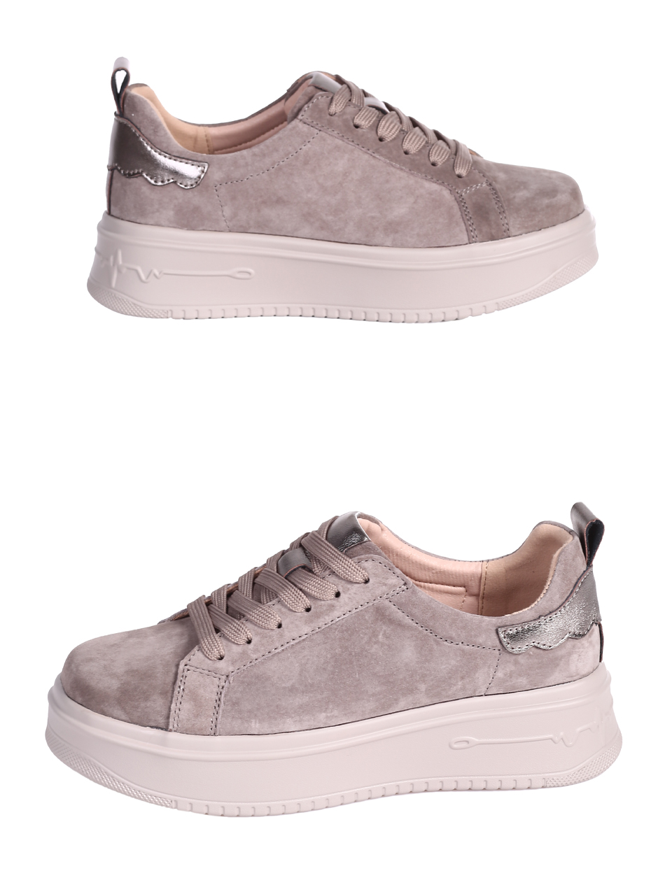 Ежедневни дамски обувки от естествен велур в бежово 3AF-25536 beige (24214)