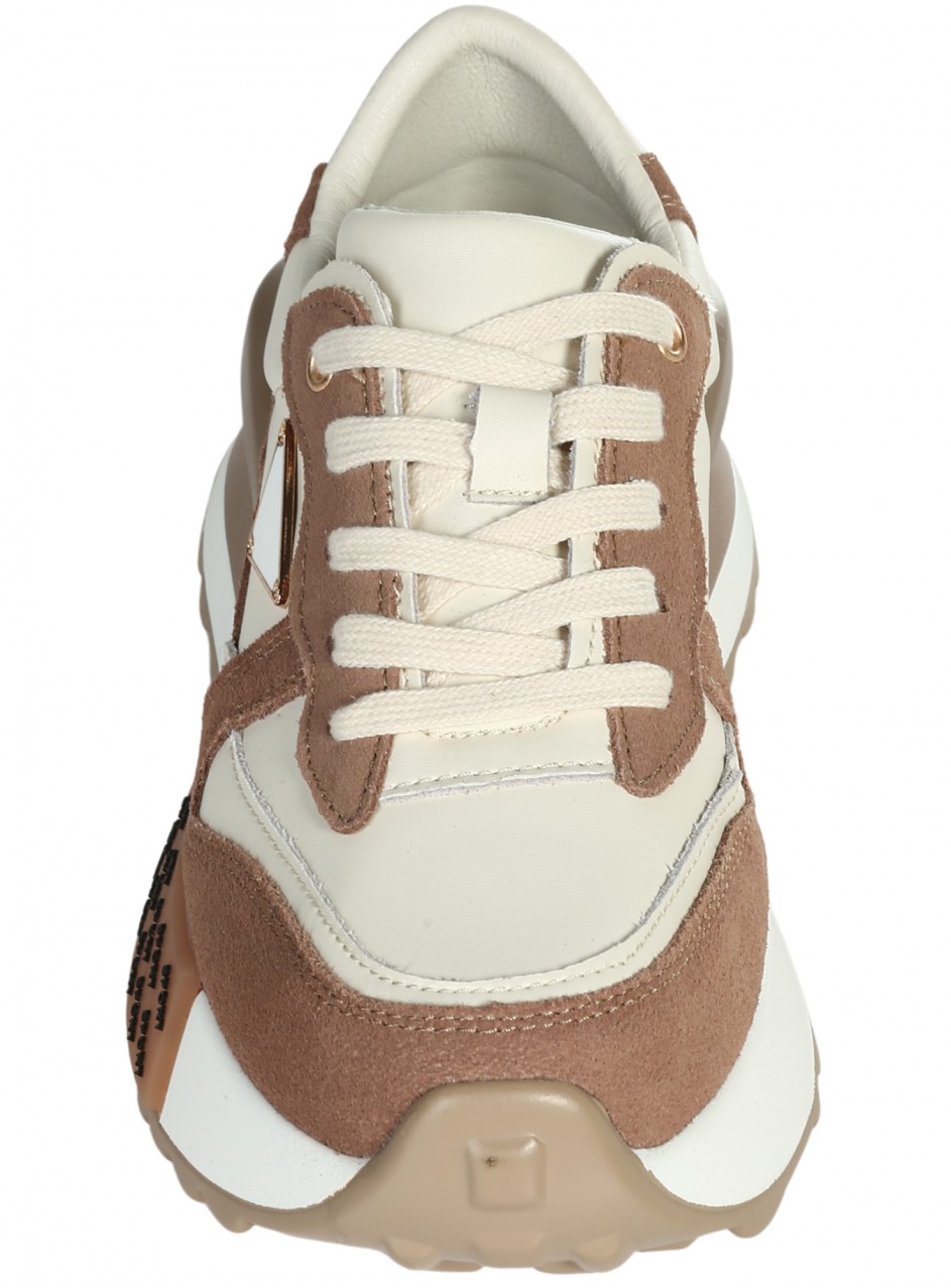 Ежедневни дамски обувки от естествена кожа и велур в бежово 3AF-25539 beige
