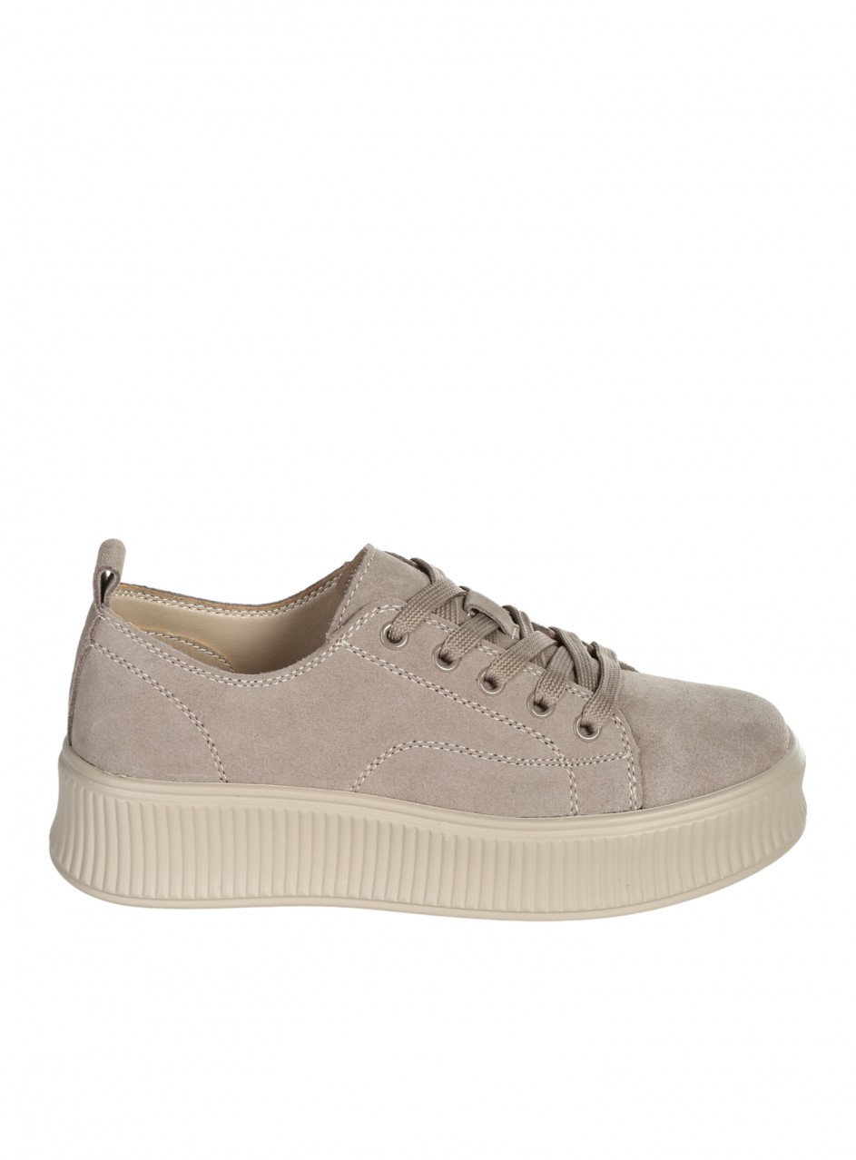 Ежедневни дамски обувки от велур в бежово 3AF-25592 beige