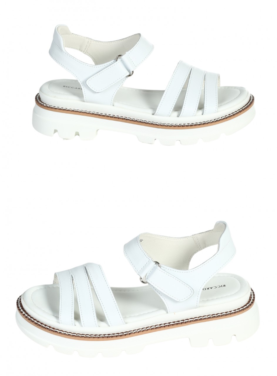 Ежедневни дамски сандали от естествена кожа в бяло 4AF-25085 white