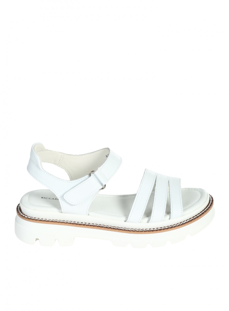 Ежедневни дамски сандали от естествена кожа в бяло 4AF-25085 white