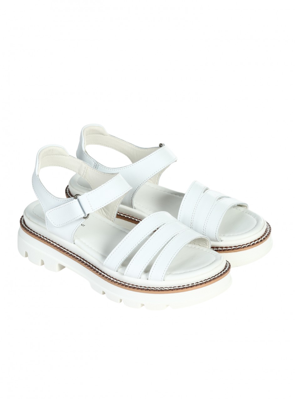 Ежедневни дамски сандали от естествена кожа в бяло 4AF-25085 white