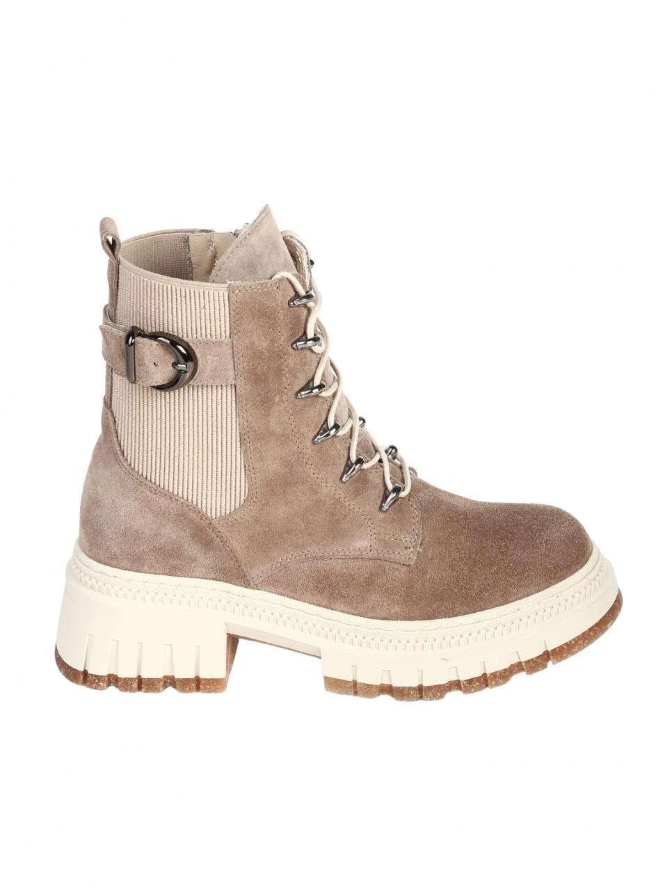 Ежедневни дамски боти от естествен велур в бежово 2AT-25684 beige