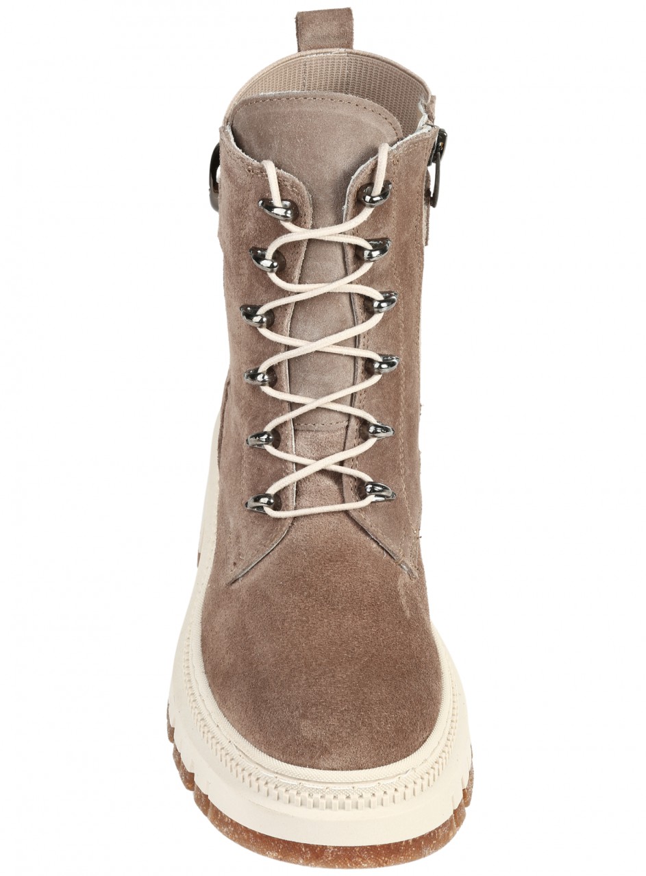 Ежедневни дамски боти от естествен велур в бежово 2AT-25684 beige