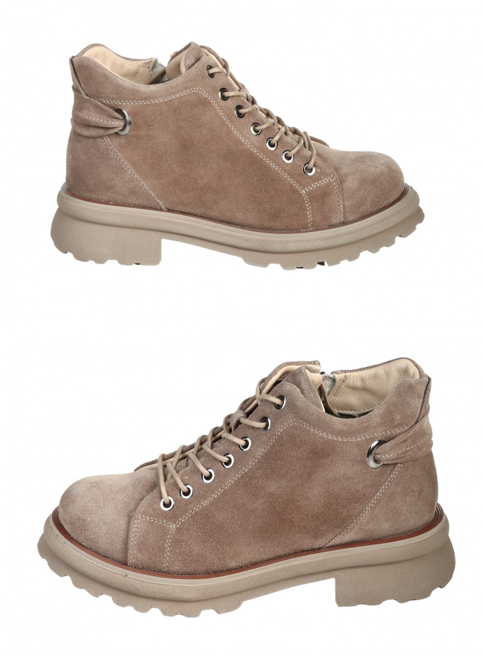 Ежедневни дамски боти от естествен велур в бежово 2AT-25685 beige (24811)