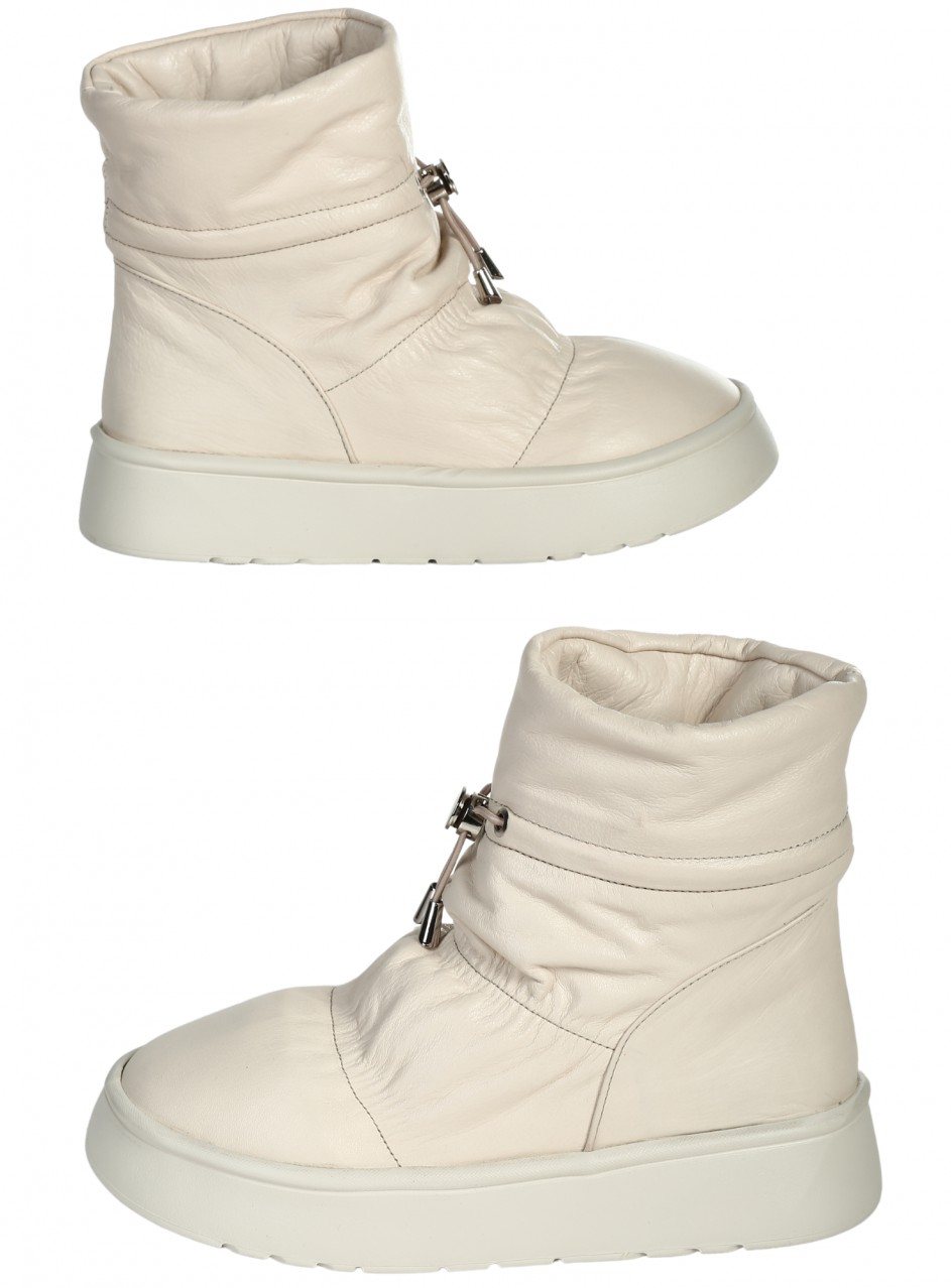 Ежедневни дамски боти от естествена кожа в бежово 2AT-25696 beige