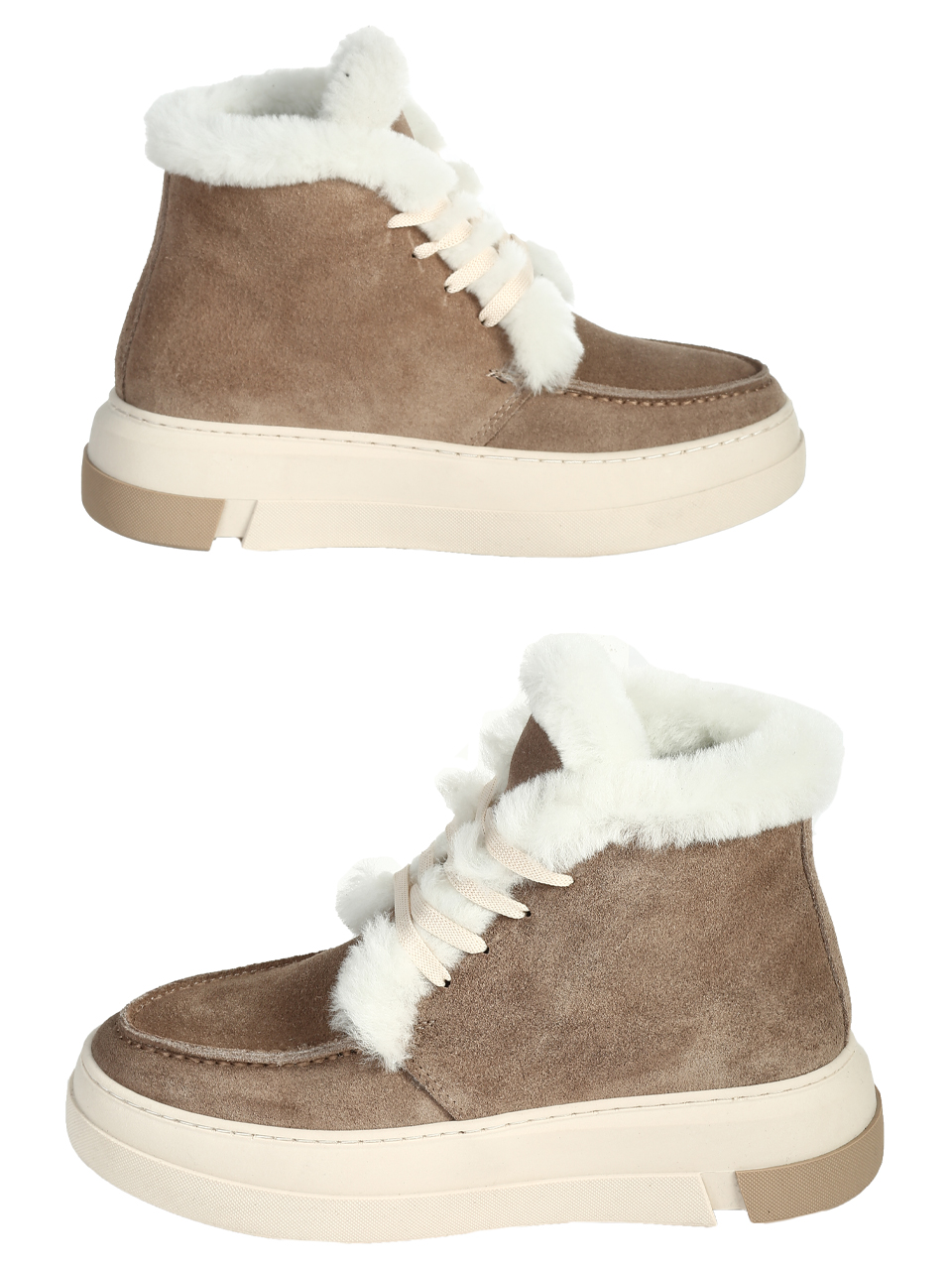 Ежедневни дамски боти от естествен велур в бежово 2AT-25699 beige
